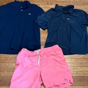 Vineyard Vines Navy and Pink Polo Set